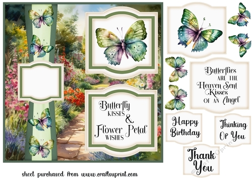 2 Panel green butterfly card front 3