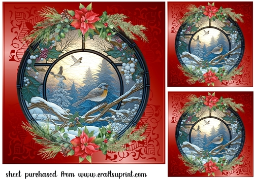 3 Christmas stained glass card fronts/toppers 2