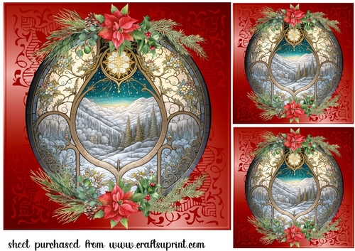 3 Christmas stained glass card fronts/toppers 3
