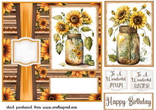 Sunflowers in jar card front 1