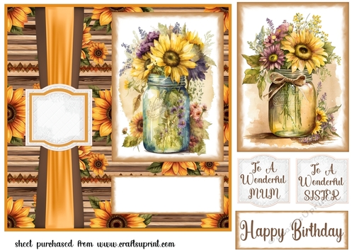 Sunflowers in jar card front 2