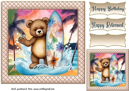Surfer bear card front 1
