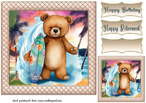 Surfer bear card front 3