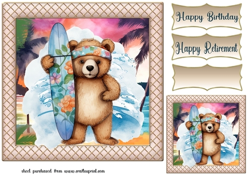 Surfer bear card front 5