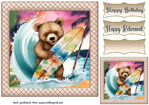 Surfer bear card front 6
