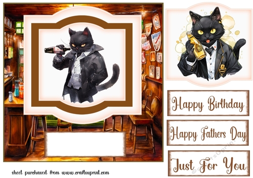 Cool kitty with beer card front 1