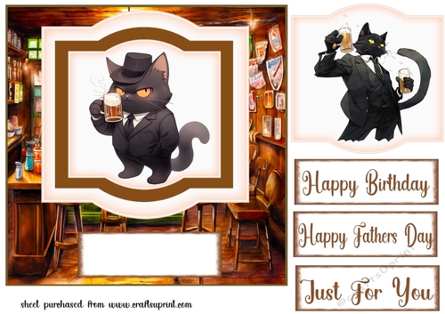 Cool kitty with beer card front 2