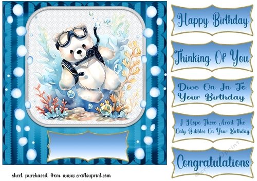 Diving polar bear card front 1