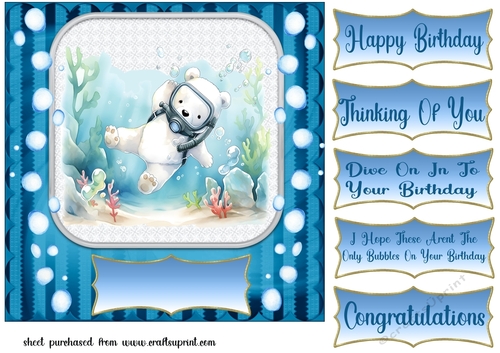 Diving polar bear card front 2