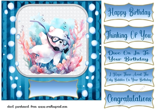 Diving polar bear card front 4