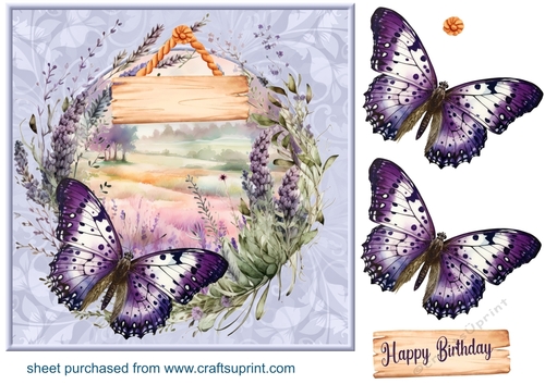 Lavender butterfly card front 1