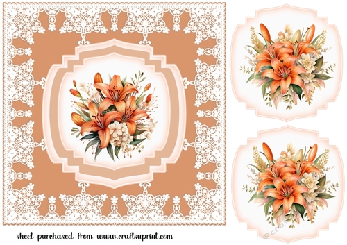 Orange lily bouquet card front