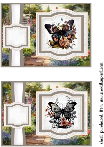2 Black butterfly card fronts/toppers(5x7 aprox) 1