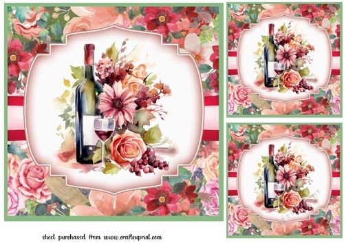 3 Floral wine card fronts/toppers 4