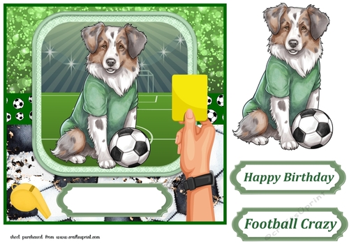 Football crazy dog card front 1