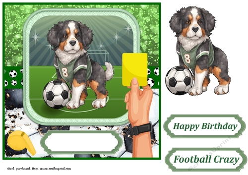 Football crazy dog card front 3