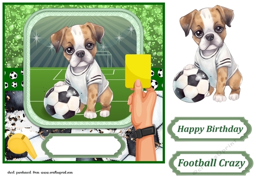 Football crazy dog card front 5
