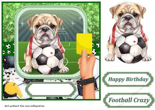 Football crazy dog card front 6
