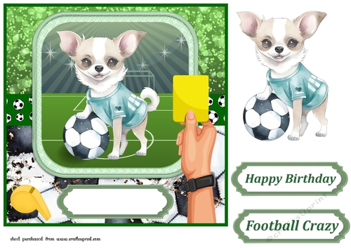 Football crazy dog card front 7