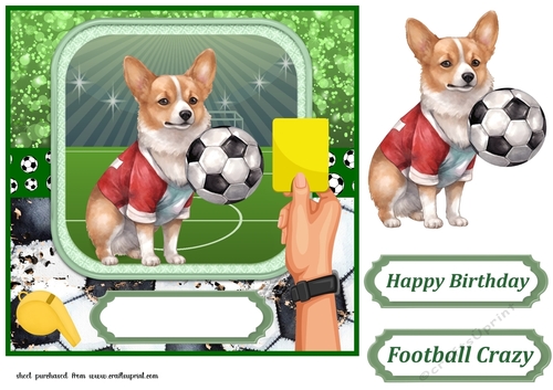 Football crazy dog card front 8