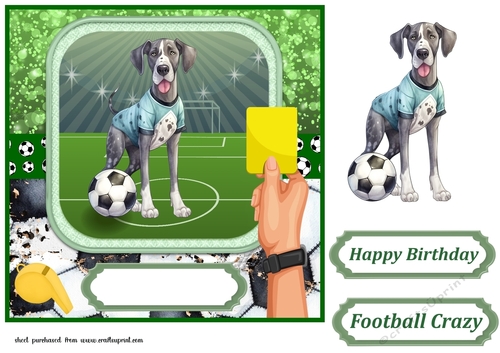 Football crazy dog card front 14