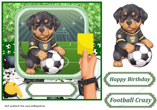 Football crazy dog card front 17