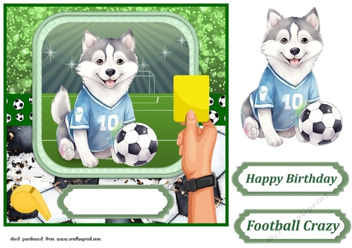 Football crazy dog card front 19