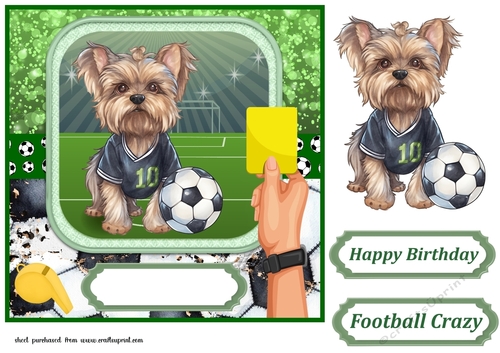 Football crazy dog card front 20