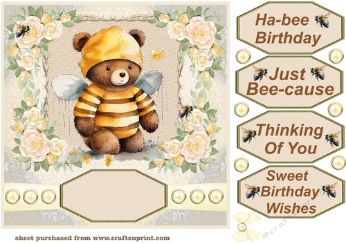 Bear dressed as bee card front 1