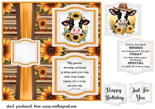 2 Panel sunflower cow card front 1