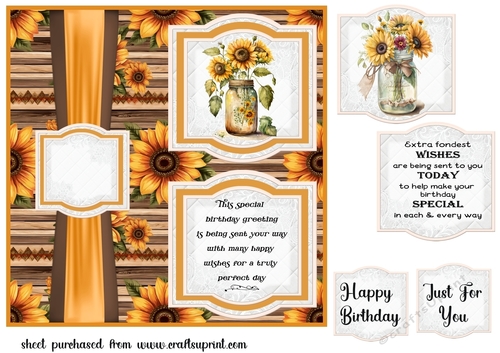 2 Panel sunflower Birthday card front 1
