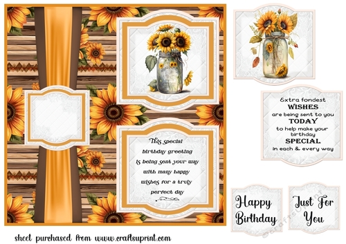 2 Panel sunflower Birthday card front 2