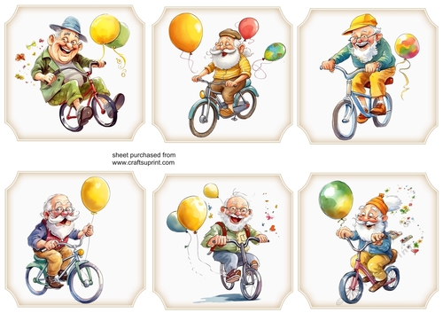 6 Grandad on bicycle toppers