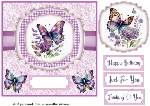 Purple floral butterfly card front 1