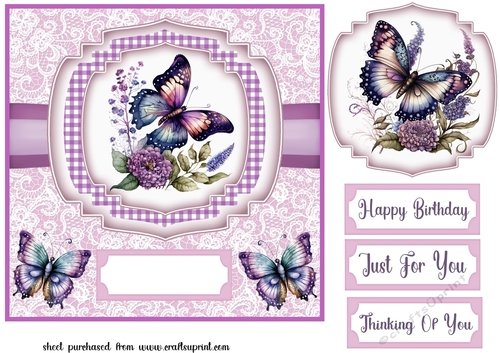 Purple floral butterfly card front 2