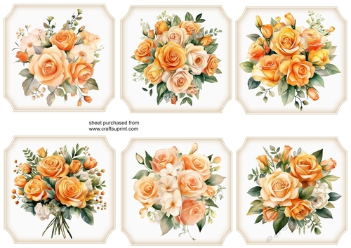 6 Apricot rose toppers 1