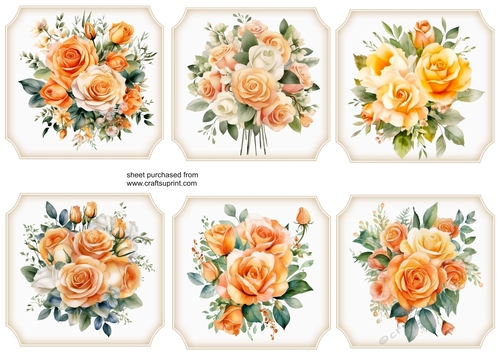 6 Apricot rose toppers 2