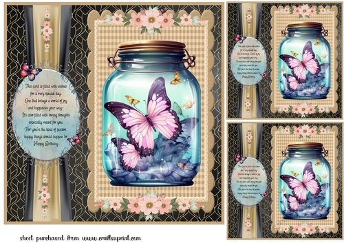 3 Butterfly birthday card fronts/toppers 2