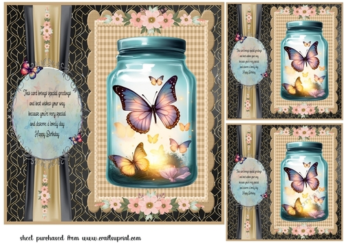 3 Butterfly birthday card fronts/toppers 3
