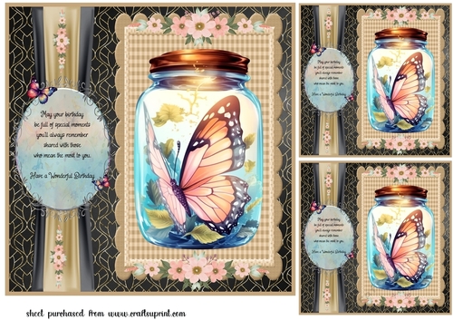 3 Butterfly birthday card fronts/toppers 4