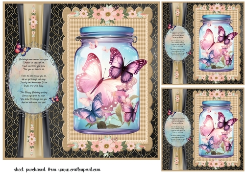 3 Butterfly birthday card fronts/toppers 5