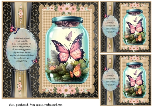 3 Butterfly birthday card fronts/toppers 6