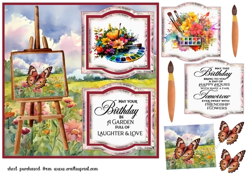2 Panel floral birthday card front