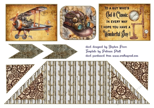 Steampunk plane criss cross card
