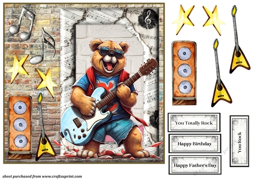You rock animal card front 1