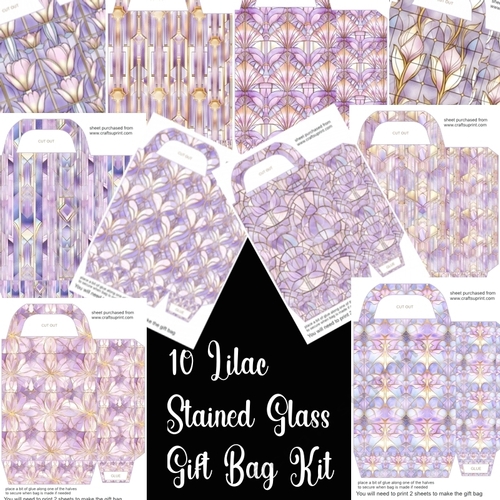 10 Lilac stained glass gift bag bumper kit