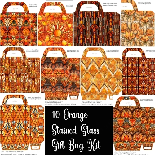 10 Orange stained glass gift bag bumper kit