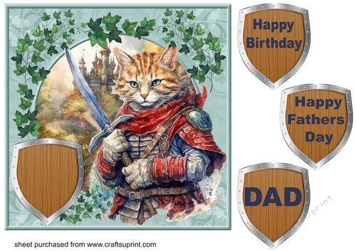 Cat guarding castle card front 1