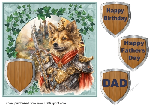 Dog guarding castle card front 3