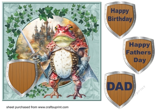Frog guarding castle card front 